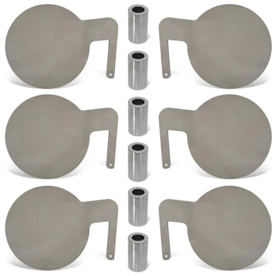 6 Pcs AR500 3 8'' Thick Steel Dueling Tree Targets with 6'' Swing Paddles for Outdoor Shooting Range Durable DIY Metal Target S