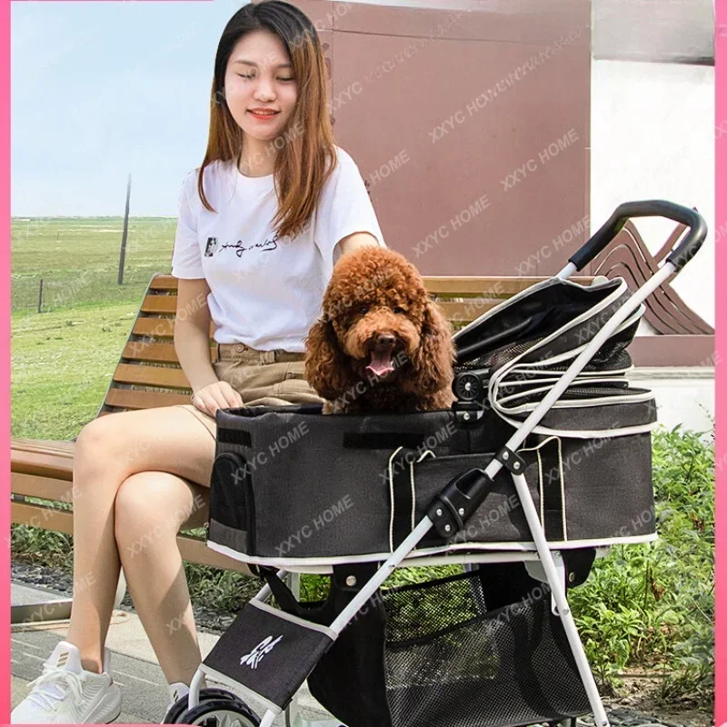 

Pet Stroller Portable Foldable Small and Medium-Sized Dogs Dog Car Trolley Cat Dog Trolley