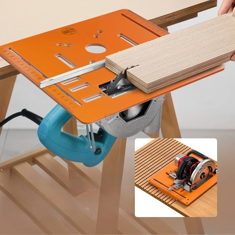 DMH-Circular Saw Base Plate 90° Flat 45° Oblique Cutting Trimming Machine Base Plate Woodworking Benches Router Flip Plate Trimm