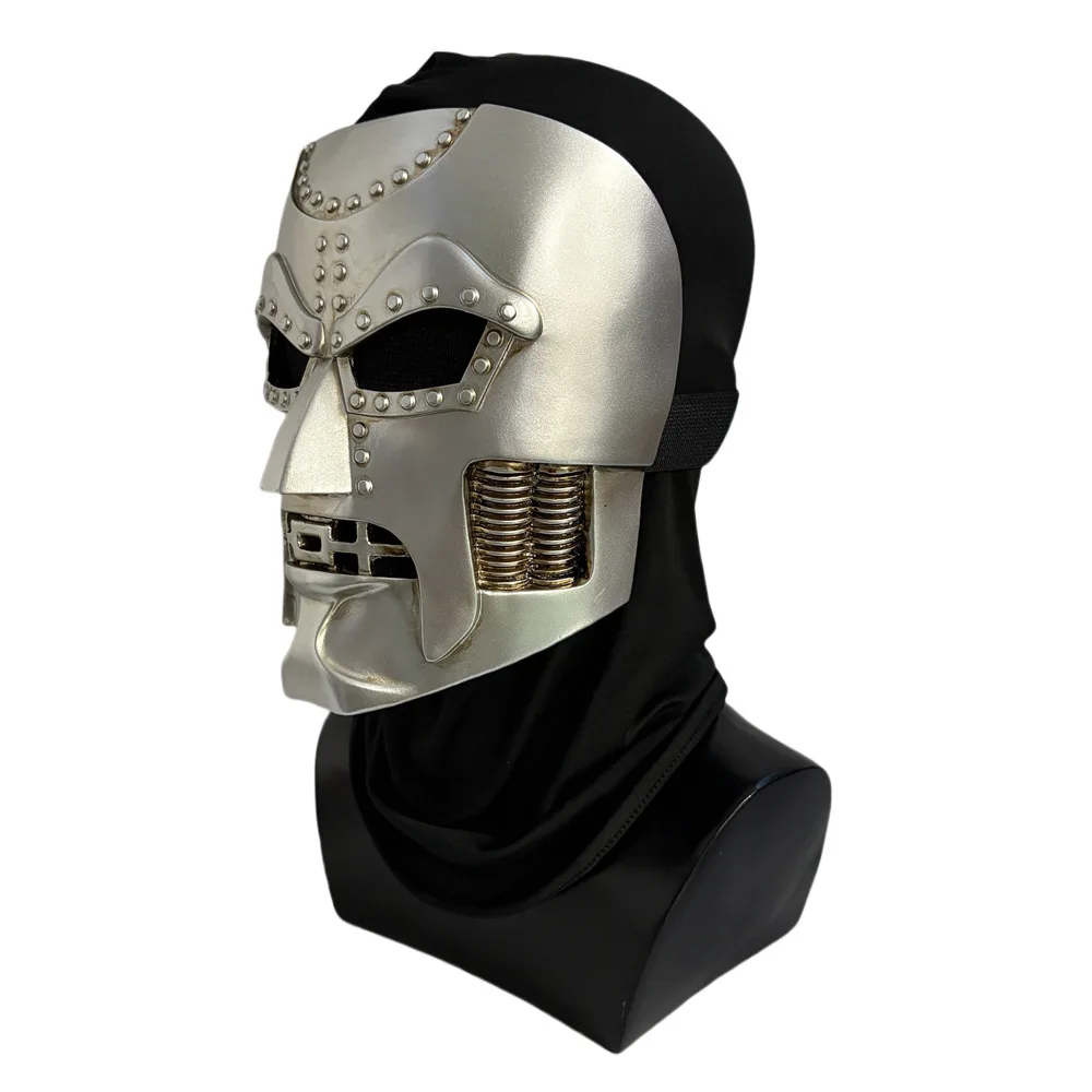 Cosplay-Maske Silber Erwachsene Herren Vollgesichts-Harz-Kopfbedeckung mit Verstellbarem Gürtel Bösewicht-Kostüm-Requisiten – Detail 3