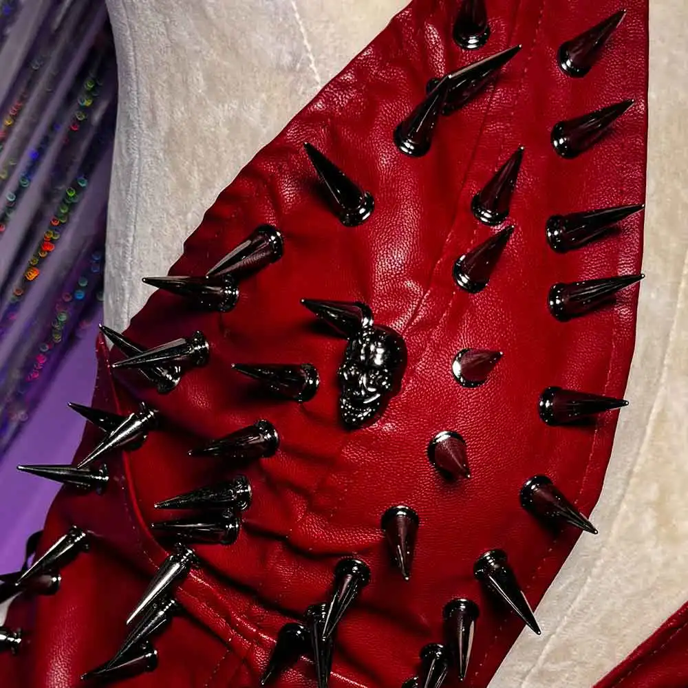 

Harajuku Grunge Emo Club Wear Goth E-Girls Hip Hop Gothic PU Leather Spike Studded Rivet Punk Rock Y2K Halter Camisole TOPS
