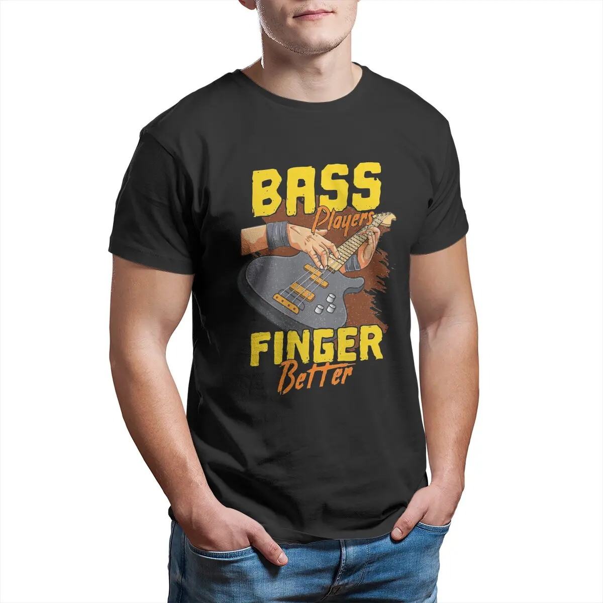 Bass Guitar Bass Players Finger Better Men T Shirt Humorous Active Rock Music Tees Short Sleeve T-Shirt Cotton Gift Clothes