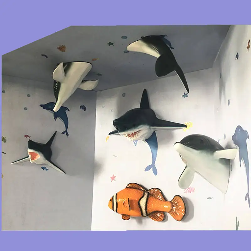 

Горячая имитация модели морской жизни, моделирование головы акулы, пейзажная статуя из стекловолокна, декоративная подвеска для внутренней стены