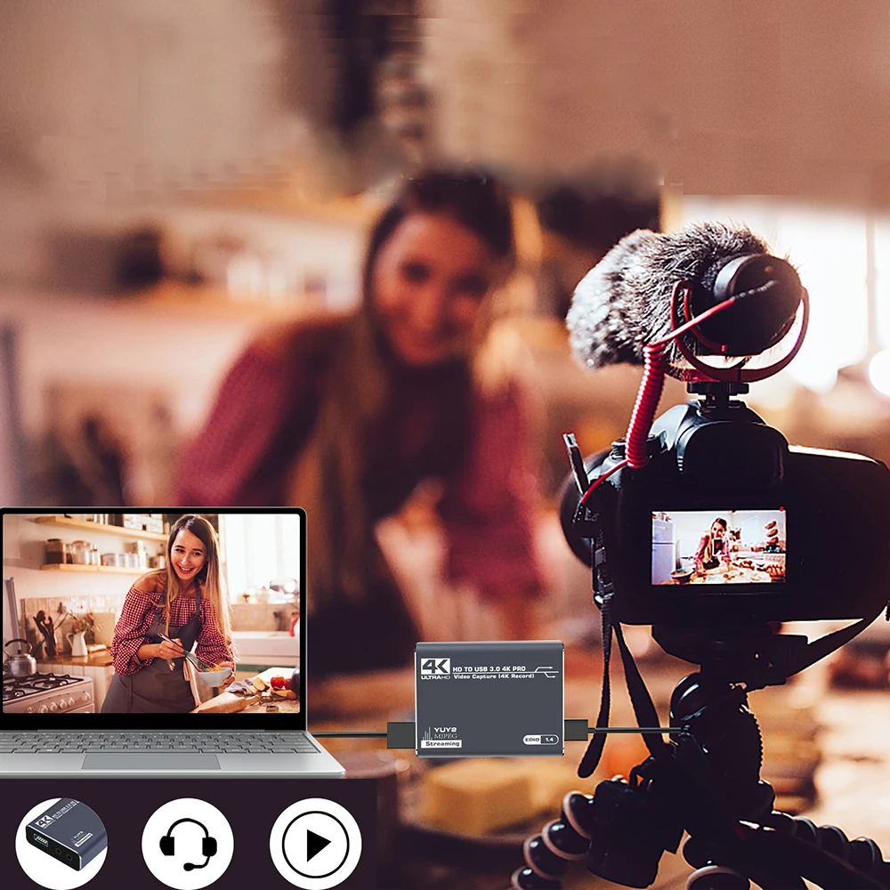 مع HDMI بطاقة التقاط الصوت والفيديو صندوق التلفاز محول 4K 60 هرتز 1080P USB3.0 HD مسجل فيديو المنتزع ل PS4 OBS لعبة الصوت هيئة التصنيع العسكري البث المباشر