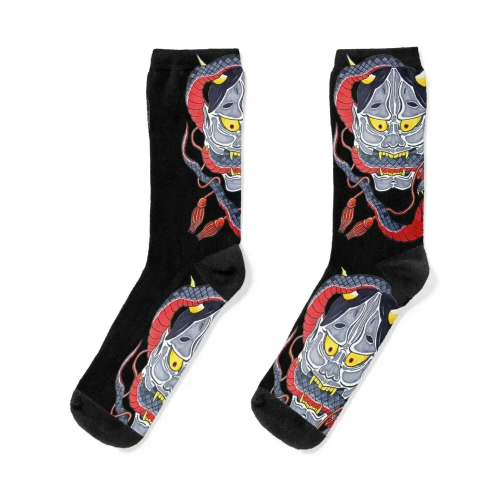 

Hannya mask & Snake Socks hiking snow kawaii sports and leisure Women Socks Men's
