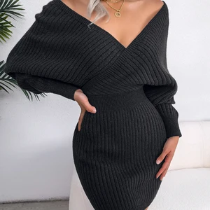 Women's long sleeve mesh dresses, casual, white, green, blue, black, fall, winter, 2023 clothes 8 Main Sales Long Blue Dress - №7