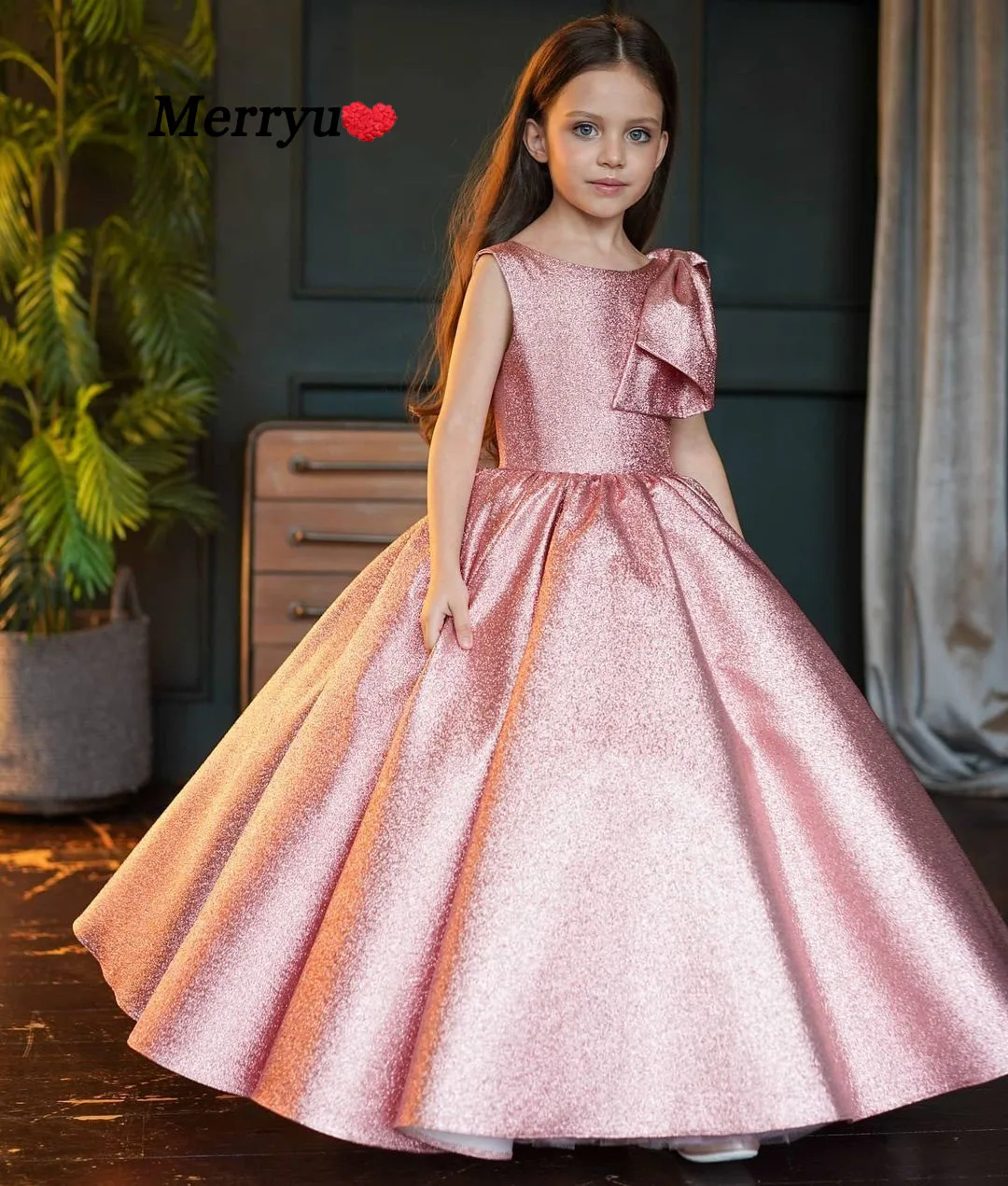 Robe à fleurs pour filles, rose brillant, sans manches, princesse moelleuse, robe de fête d'anniversaire, de concours, de sainte Communion