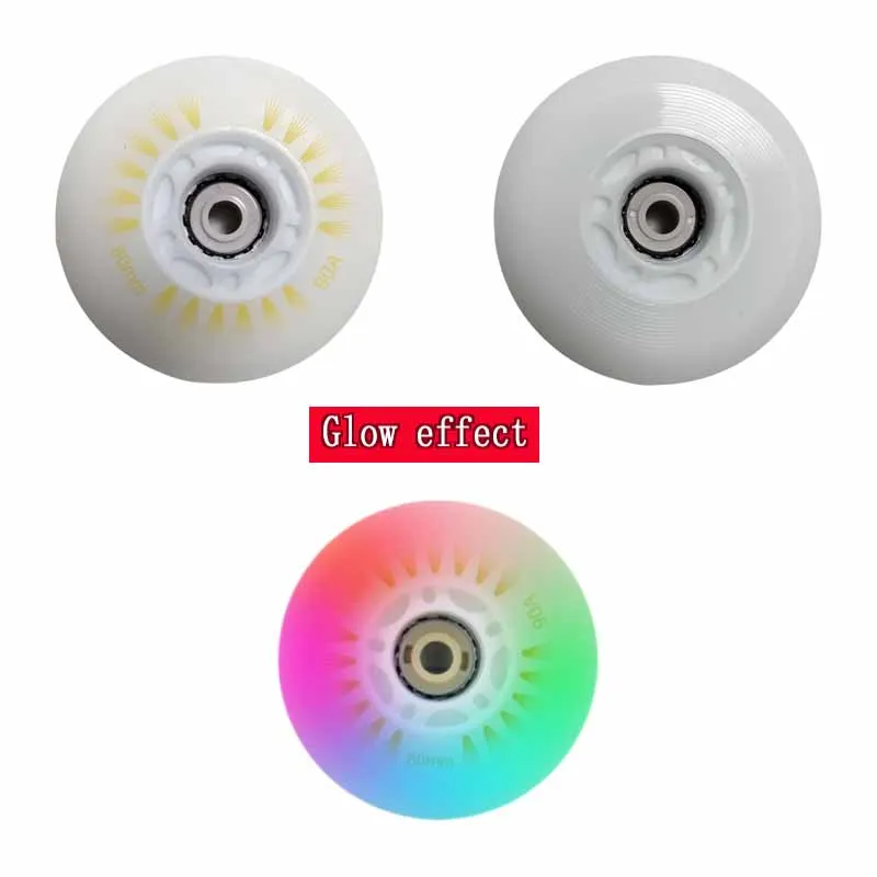 4PCS Flash Inline Skate Wheels 90A LED Lighting Skating Wheel Flash Wheels Sliding Roller Skating Shoes 68mm 72mm 76mm 80mm