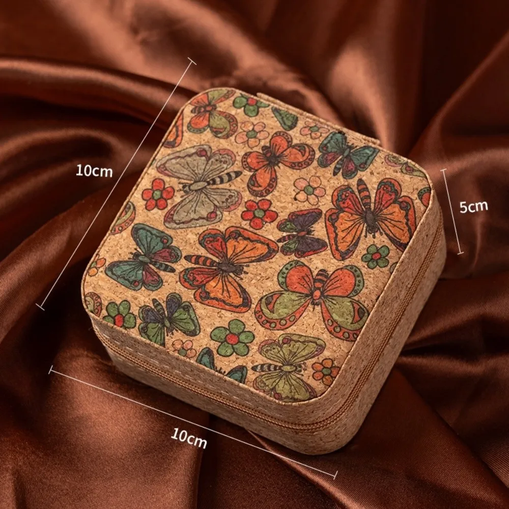 

Retro Portable Jewelry Storage Box Zipper Closure Layered Jewelry Organizer Mini Jewelry Box Ring Necklace Earrings