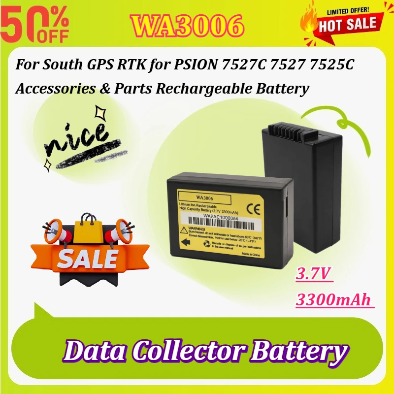 

WA3006 3.7V 3300mAh Data Collector Battery for South GPS RTK for PSION 7527C 7527 7525C Accessories & Parts Rechargeable Battery