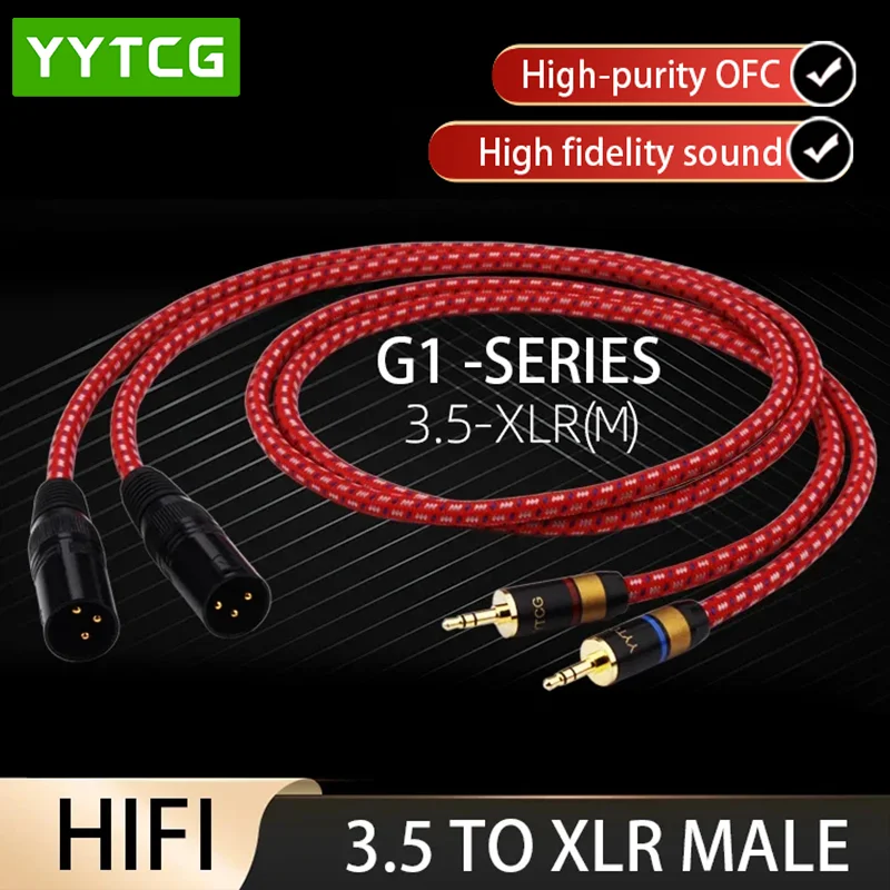 3.5mm to 2 XLR Male Cable for Headphone Microphone Computer Phone Speaker Amplifier TRS Stereo 3.5 to 2XLR Male Cable