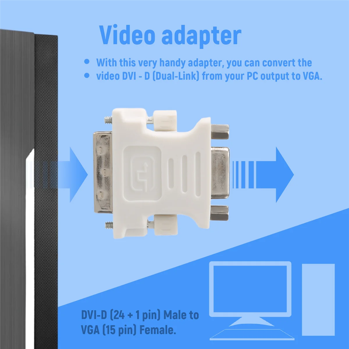 SMIEA DVI male adapter (DVI - D 24 1) to female VGA (15-pin)