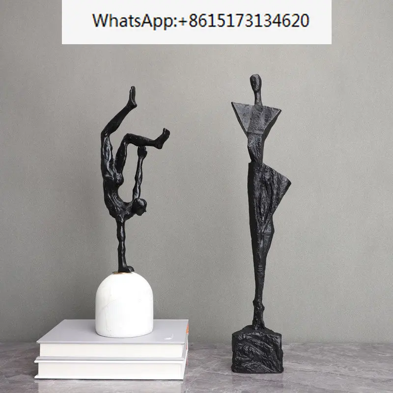 Creative Black Cast Iron Handstand Human Sculpture Bedroom Study Ornament Living Room Decoration Abstract Crafts Home Decoration