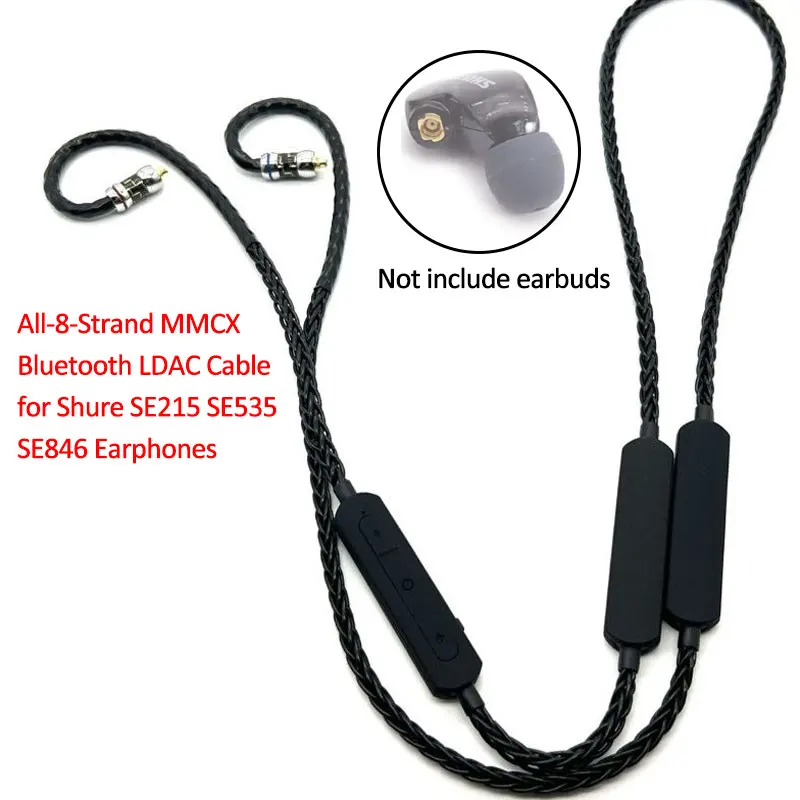 MMCX Bluetooth Wireless LDAC Cable w QCC5125 Chip Built-in Mic for Shure SE215 SE535 SE846 Earbud for Sennheiser IE80 IE300 QDC