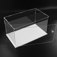 1pc Clear Acrylic Display Case,Display Box Stand with White Base,with Door, Dustproof Protection Showcase for Collectibles