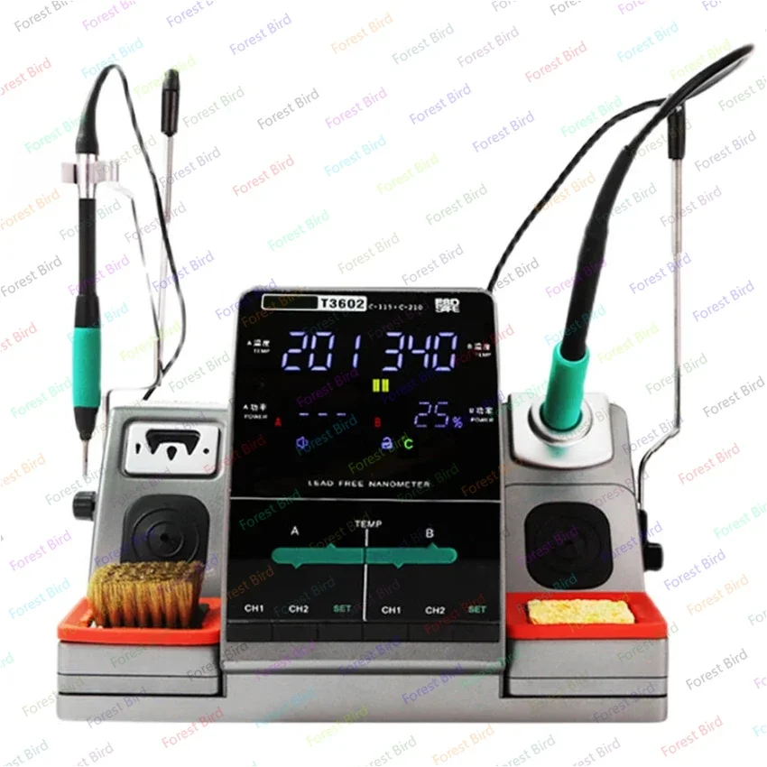 T3602 Soldering Station C115 C210 Tips Double Station Welding Rework Station for Cell-Phone PCB SMD IC Repair Solder Tool 450℃