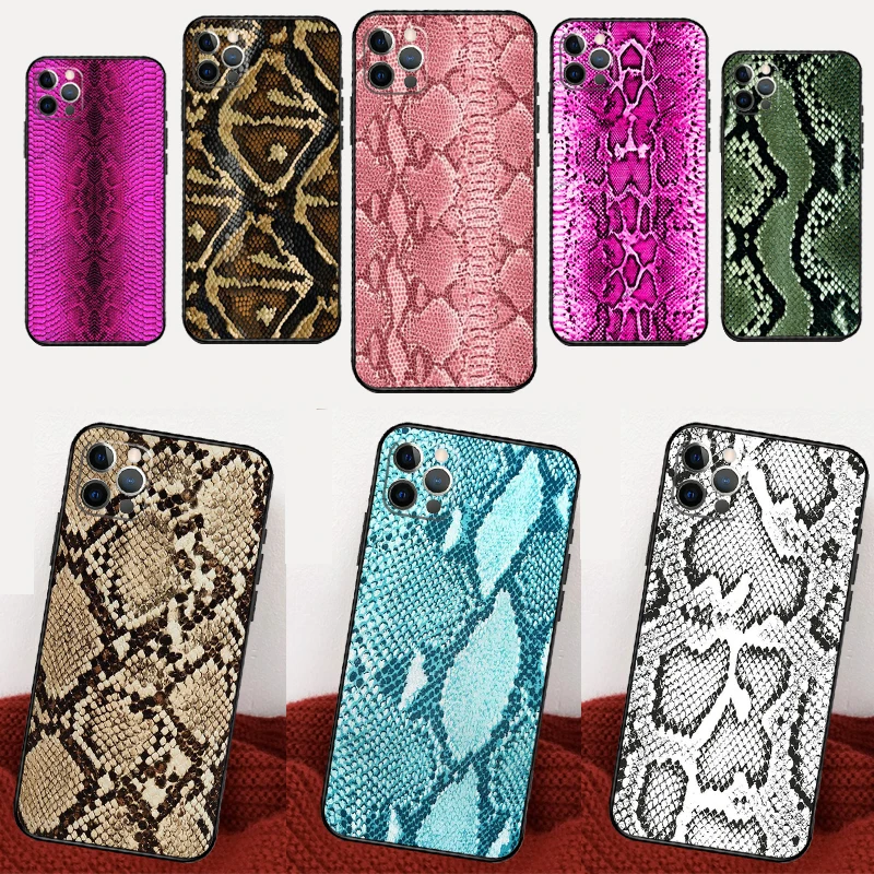 Snake Skin Print Phone Case For iPhone 16 15 13 11 12 14 Pro Max Mini XR X XS Max 6S Plus Cover