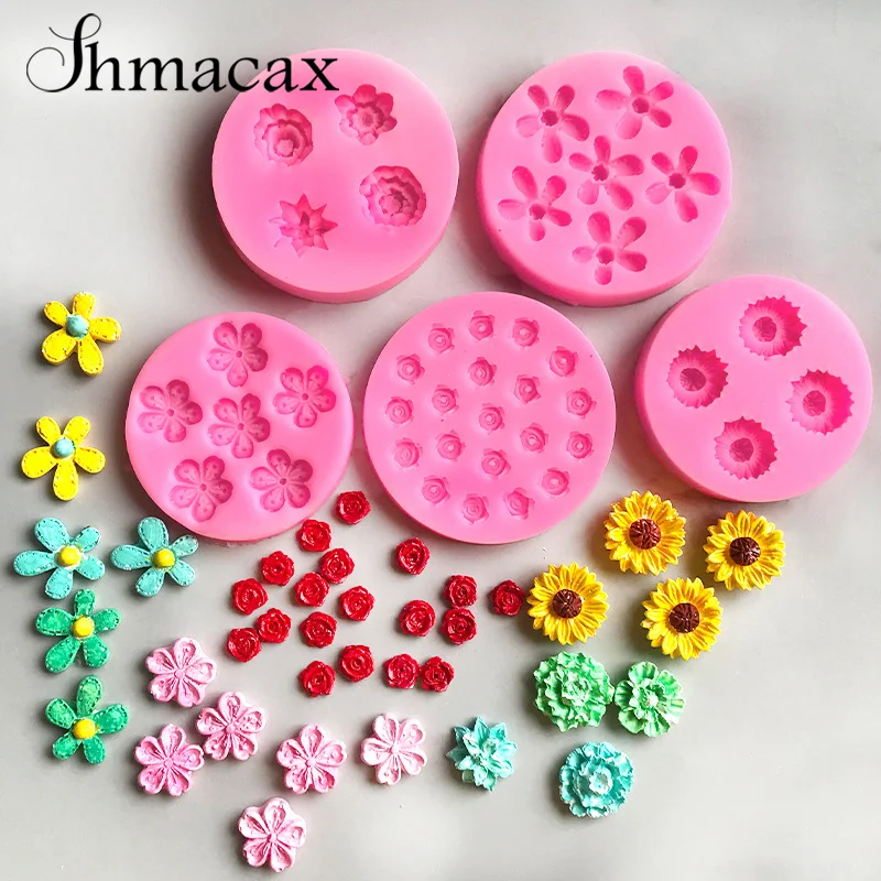 Multi-style Flower Collection Silicone Mold DIY Cake Embellished With Liquid Fondant Chocolate Decorative Kitchen Baking Mould