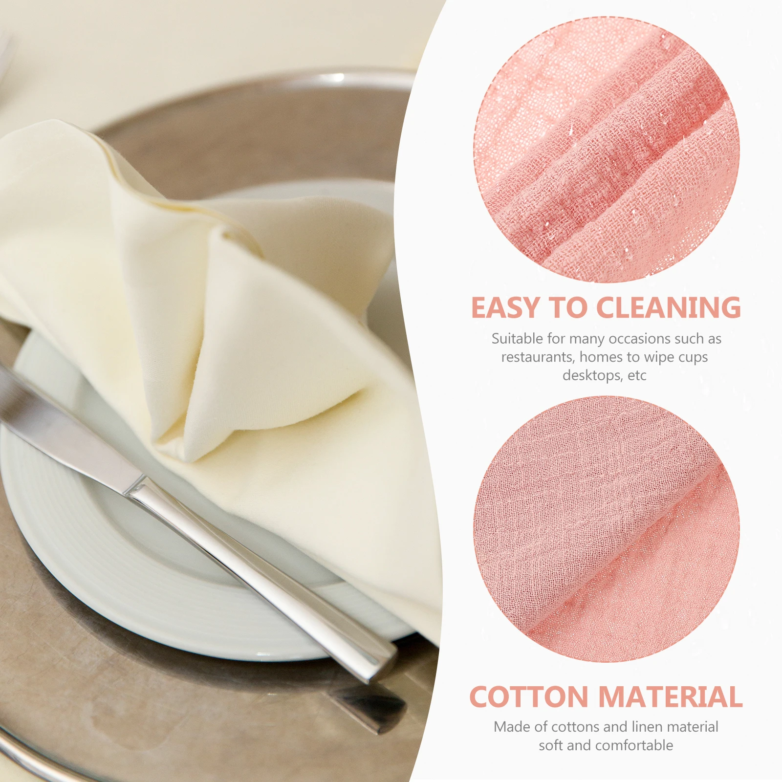 

10Pcs Dinner Cloth Napkins Cotton Linen Soft Washable Napkins for Wedding Party Festival Table Decoration