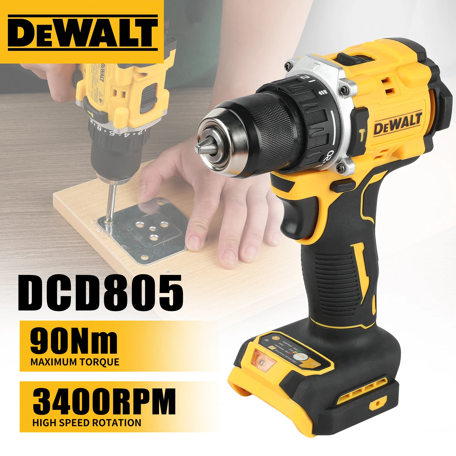 

DeWalt Hand Drill Impact Drill Electric Screwdriver Angle Grinder Polishing Machine Tool Combination tool kit DCD805 & DCG405FN