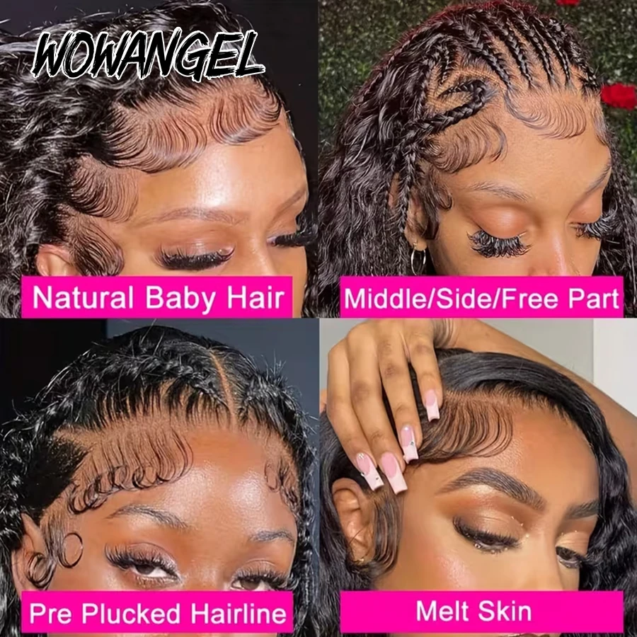 34 بوصة موجة المياه 13x6 HD الدانتيل أمامي خصلات الشعر المستعار الإنسان أسود نفاث 250% مجعد غلويليس كامل الباروكات الأمامية قبل قطعها للنساء