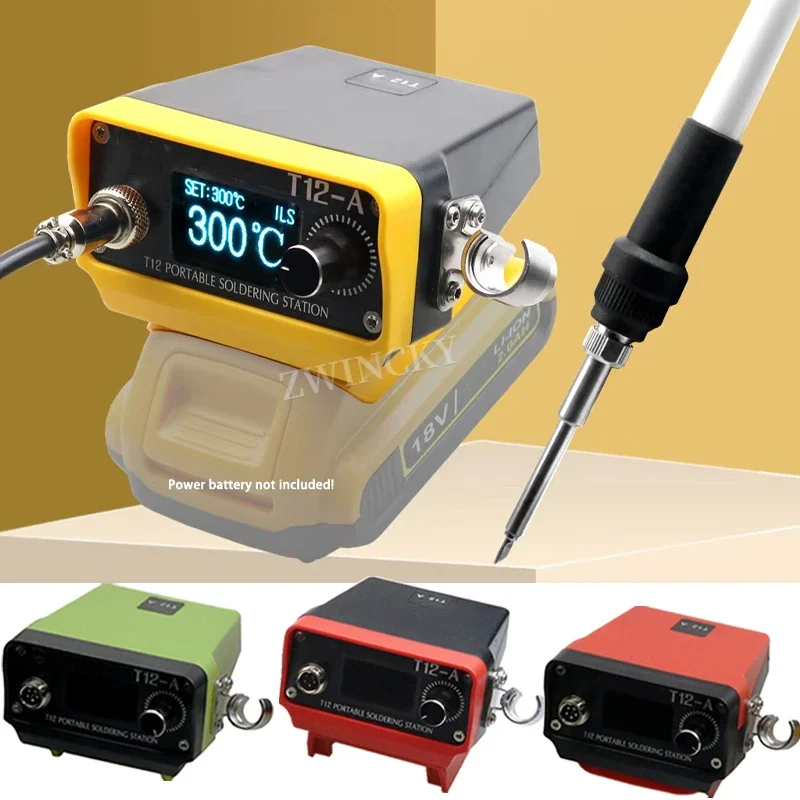 OLED T12 Soldering Iron Station Electric Solder For Makita/Dewalt/Milwaukee/Devon/Worx 18V Battery Welding Iron DIY(NO Battery）