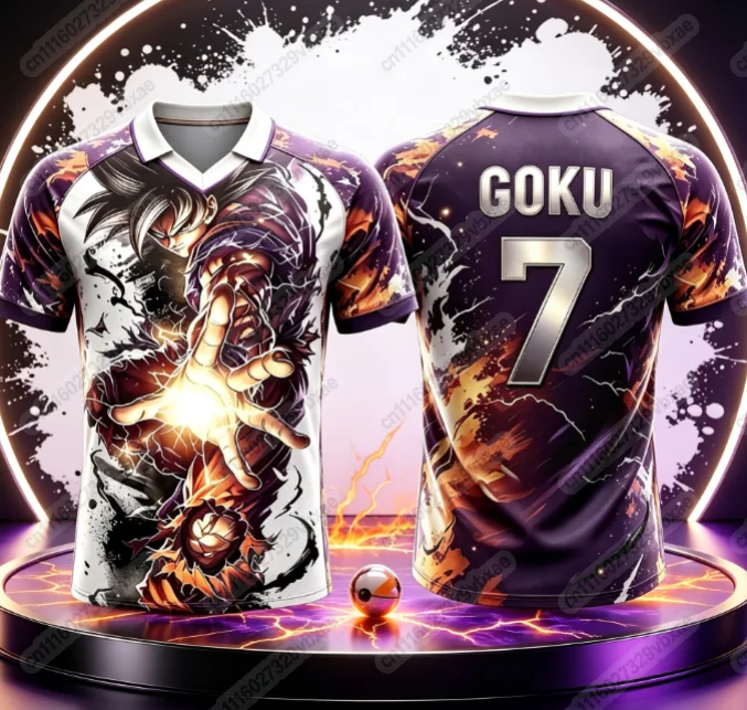 Polo de Negocios con Cuello y Manga Corta de Dragon Ball Goku Negro y Rojo 2026, Camiseta de Hombre, Jersey Deportivo Oversize, Combinación Familiar