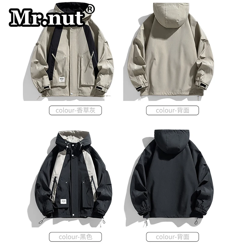 Mr.nut Oversize Loose Outdoor Jackets Autumn New Men Waterproof Jacket Camping Windbreaker Hooded Male Coat Casual Outdoors Tops