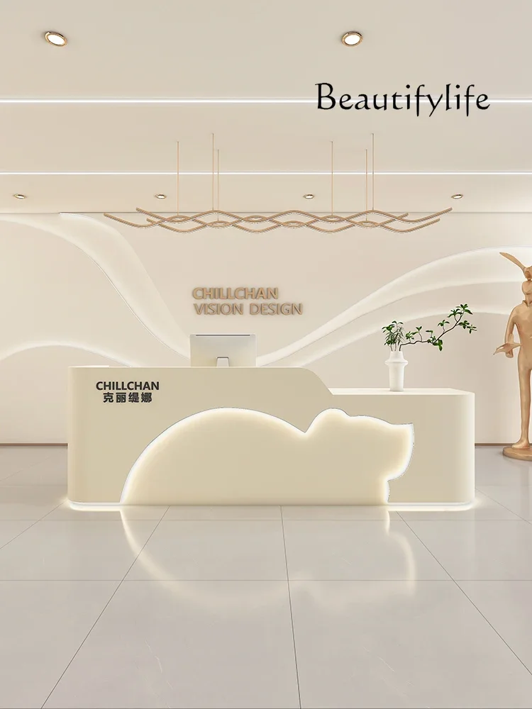 Light Luxury Cream Style Cashier Bar Reception Table Reception Clothing Store Beauty Salon Pavilion of Regimen Front Desk