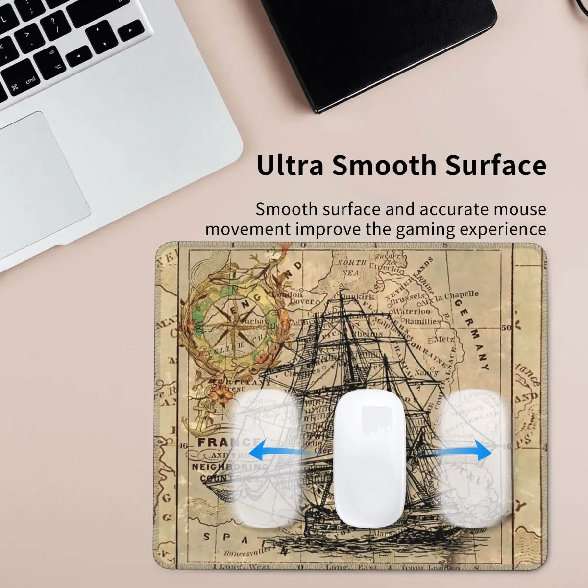 Vintage Pirate Ship Sailor Antique World Map Mouse Pad Computer Keyboard Mouse Mat Gamer Laptop Desk Mat Office Table Mats