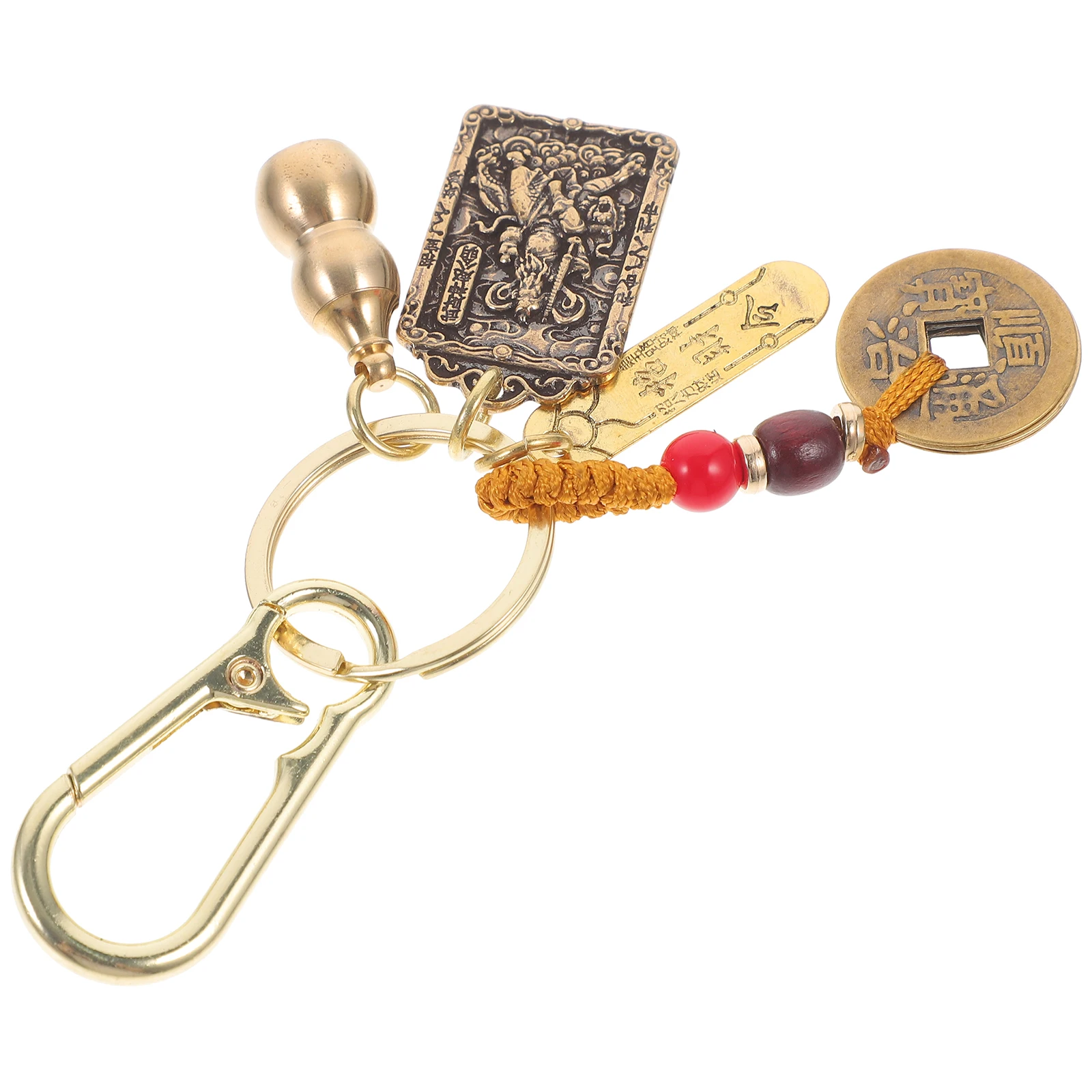 

1pc Brass Gongming Keychain Decorative Chains Chinese New Year Pendant Gourd Copper Wealth Ring Unique Design