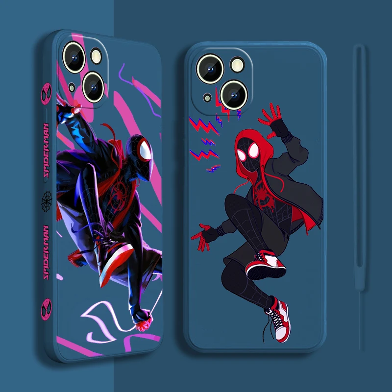 

Spiderman Marvel Phone Case For Apple iPhone 13 12 Mini 11 Pro XS MAX XR X 8 7 6S SE Plus Liquid Left Rope Cover Fundas