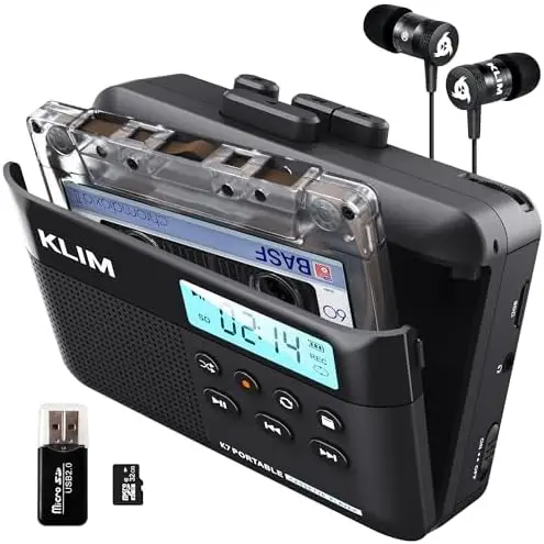 

Портативный кассетный плеер KLIM K7 с MP3-конвертером, встроенным микрофоном и динамиком, перезаряжаемый, с SD-картой 32 ГБ в комплекте