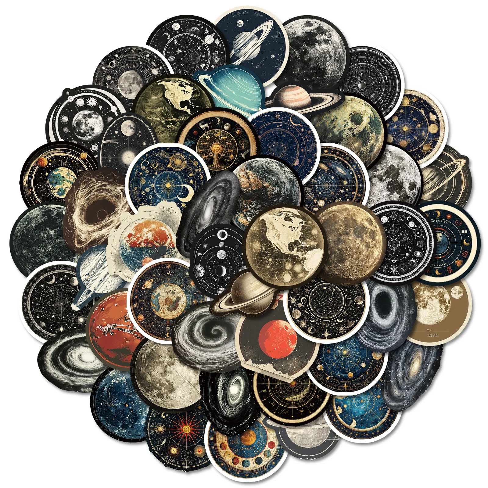 50PCS Mysterious universe Stickers Planet Space Station Graffiti Sticker DIY Luggage Laptop Phone Guitar Car Bike Decals Toys