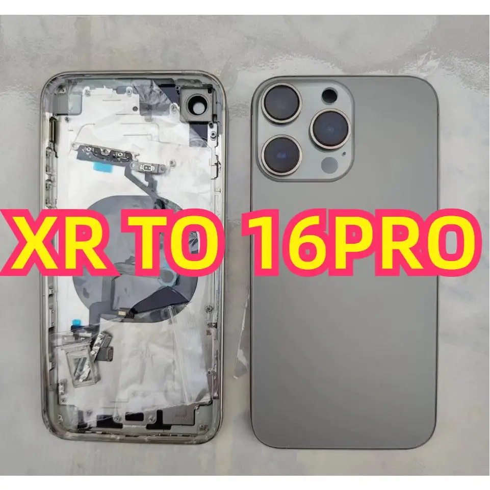 For iPhone Housing XR To 16 Pro Back Cover Xr Like 16 Pro Back DIY Battery Middle Frame Replacement+Flexible Cable xr Chassis