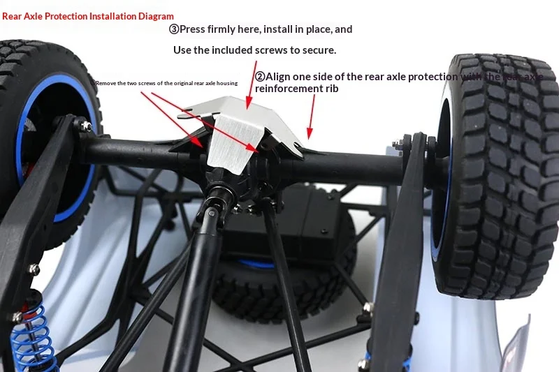Vordere und hintere Stoßstangenschutz- und Chassispanzerplatte aus Edelstahl für LOSI 1/10 BAJA REY V2 und Mini Rey.