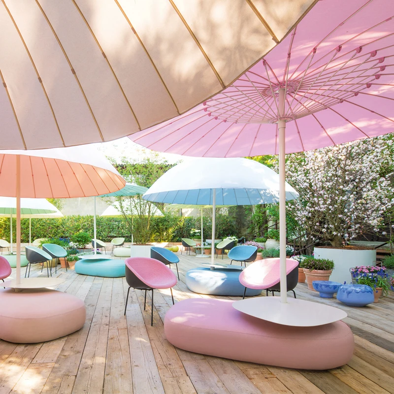 Outdoor Umbrella Patio Big Size Commercial Heavy  Restaurant Cafe Hotel Garden D2.2m D3M Round Shape Red Patio Parasols