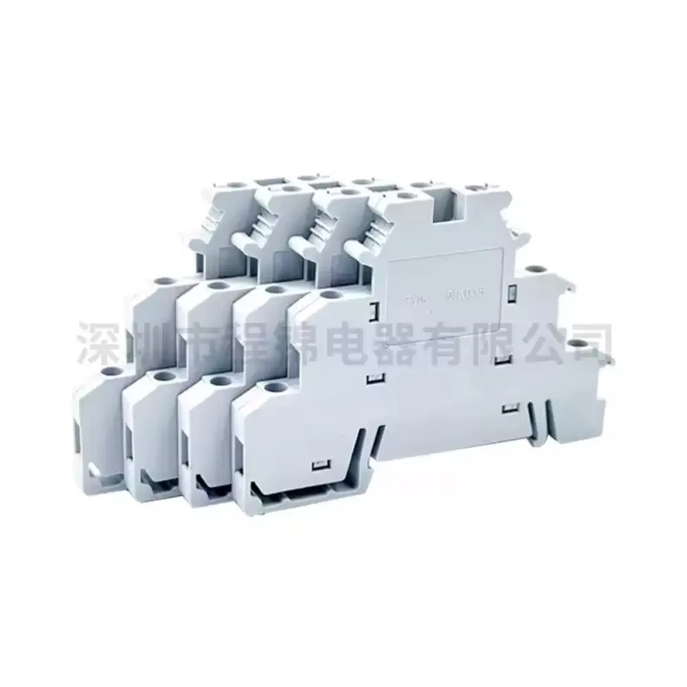 DIKD 1.5 DIN Rail Terminal Block 3-Tier 1.5mm² Screw Clamp Connector For C45 DZ47 Breaker 50Pcs