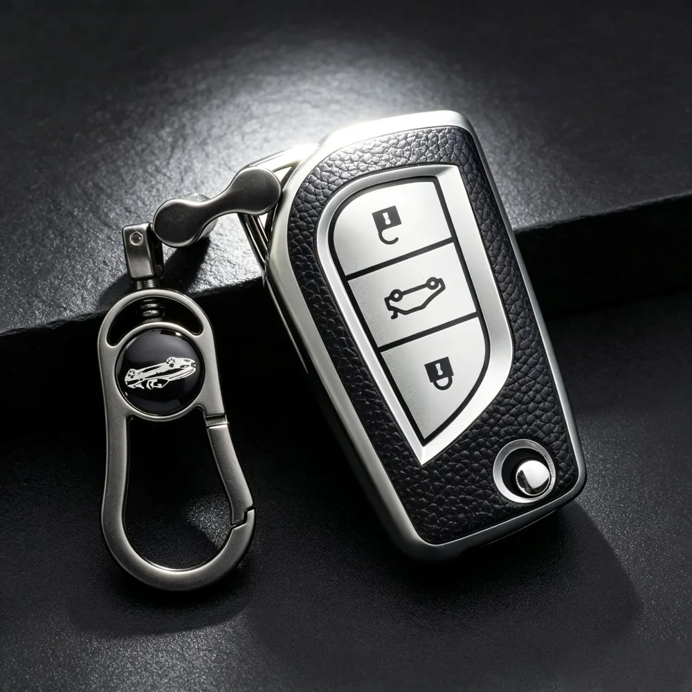 For Toyota Camry RAV4 Forturner Hilux Auris Corolla Avensis Verso Yaris Aygo Scion TC IM TPU Leather Car Remote Key Cover Case