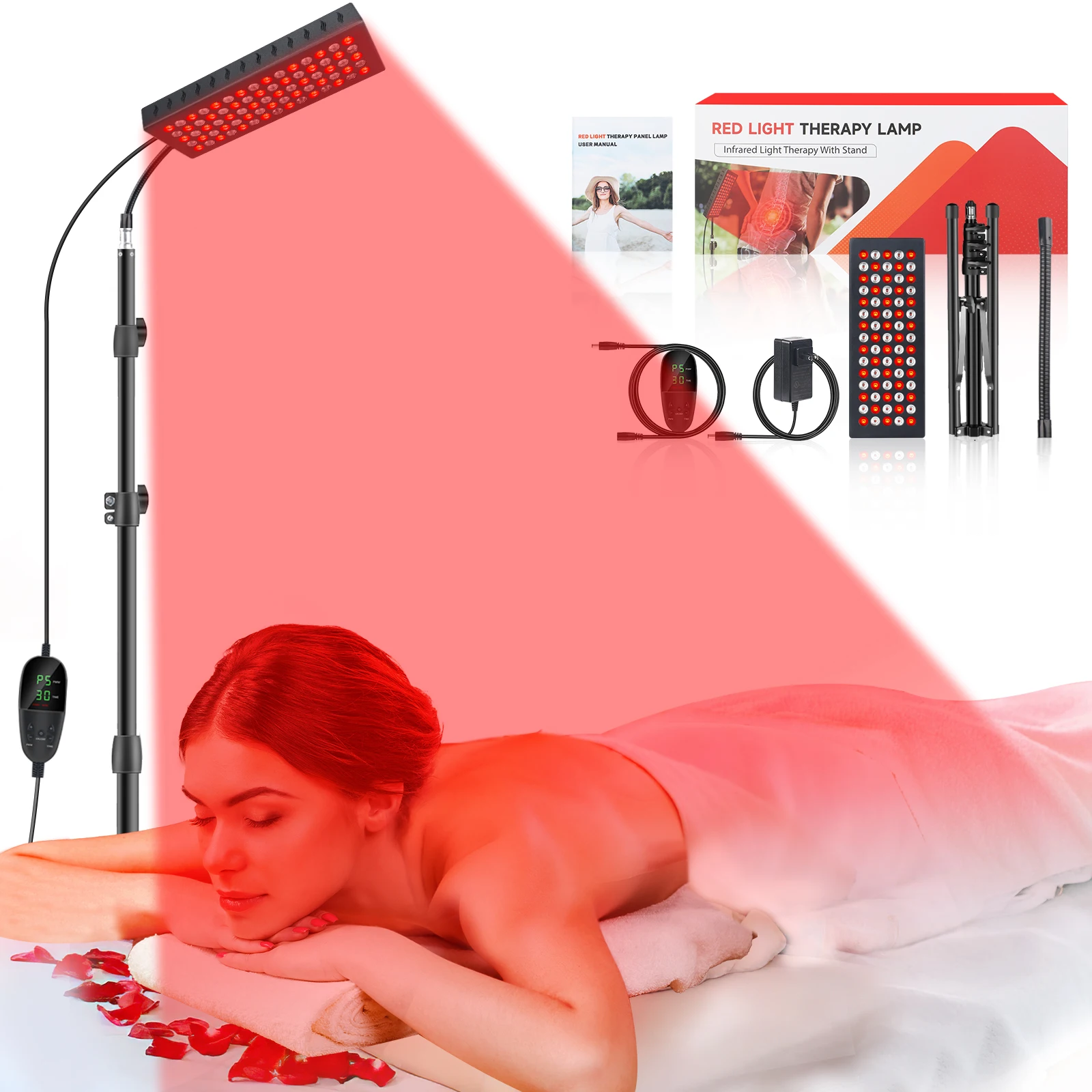 Astarexin 75 LEDs 80W Red Light Panel 660nm & 850nm Near Infrared Light, LED Therapy Light for Body, Back, Waist, Shoulder, Daily Wellness Use