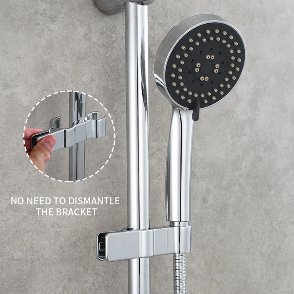 Adjustable Alloy Bathroom Shower Head Holder Shower Clip Mount Riser Rail Bracket Slider Shower Lift Rod Slide Sleeve Holder