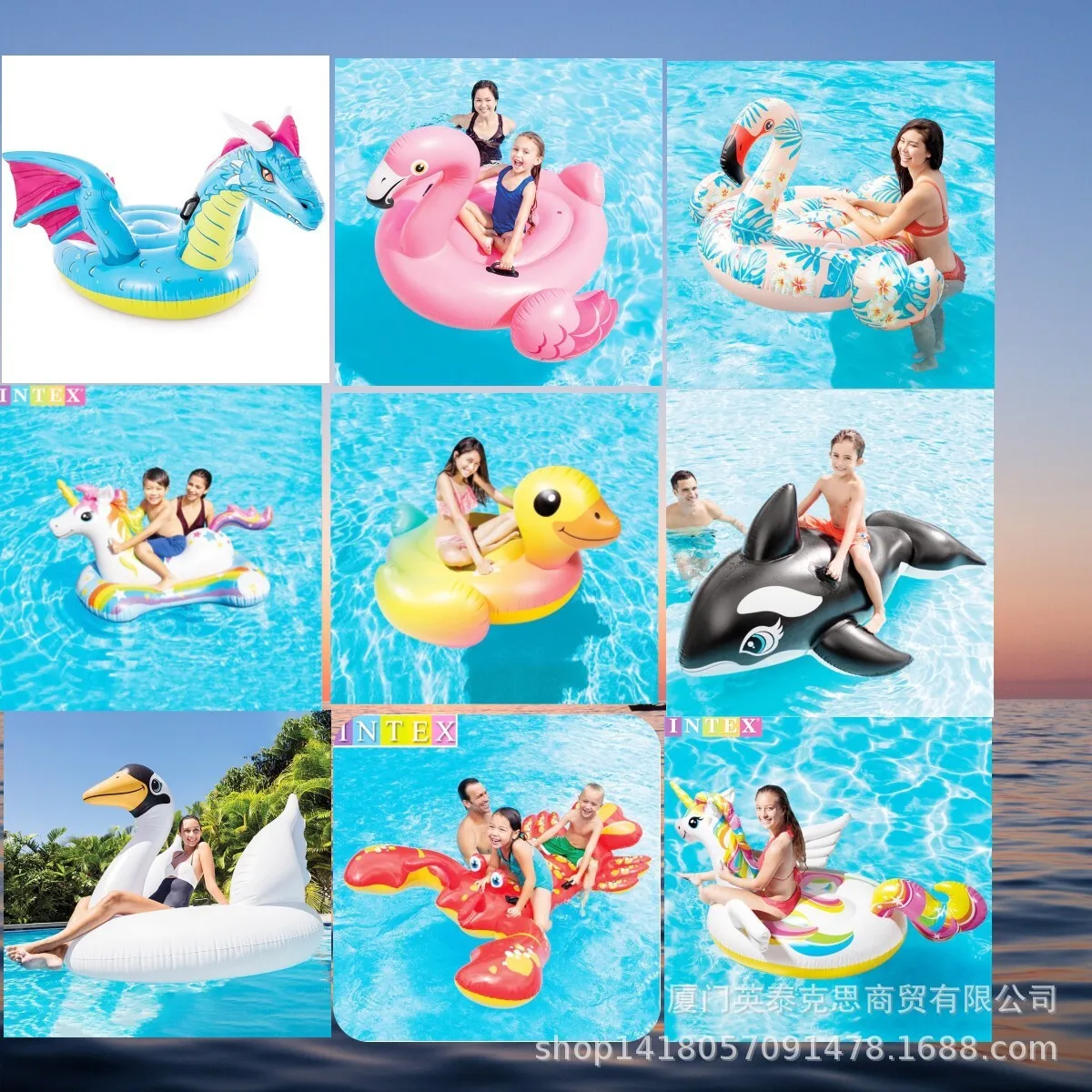 

Summer Pool PVC Adult Water Sports Animal Shaped Iatable Mounted Swimming Ating Rows For Boys And Girls