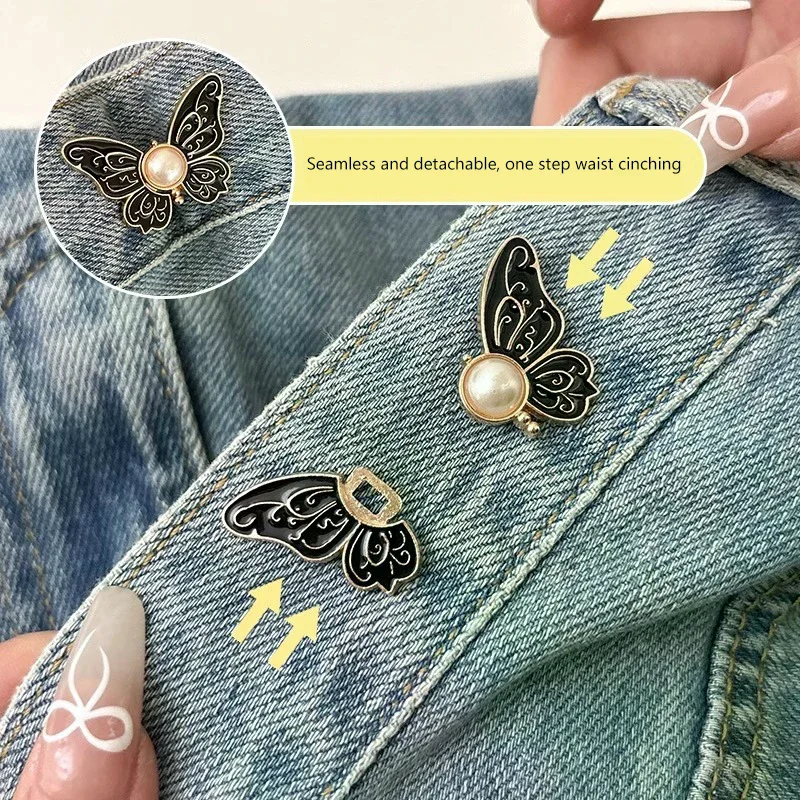 Butterfly Jeans Button Adjustable Clips For Pant Skirts Waist Tightener Buckle Snap Button Adjuster Pants Pin Retractable Button