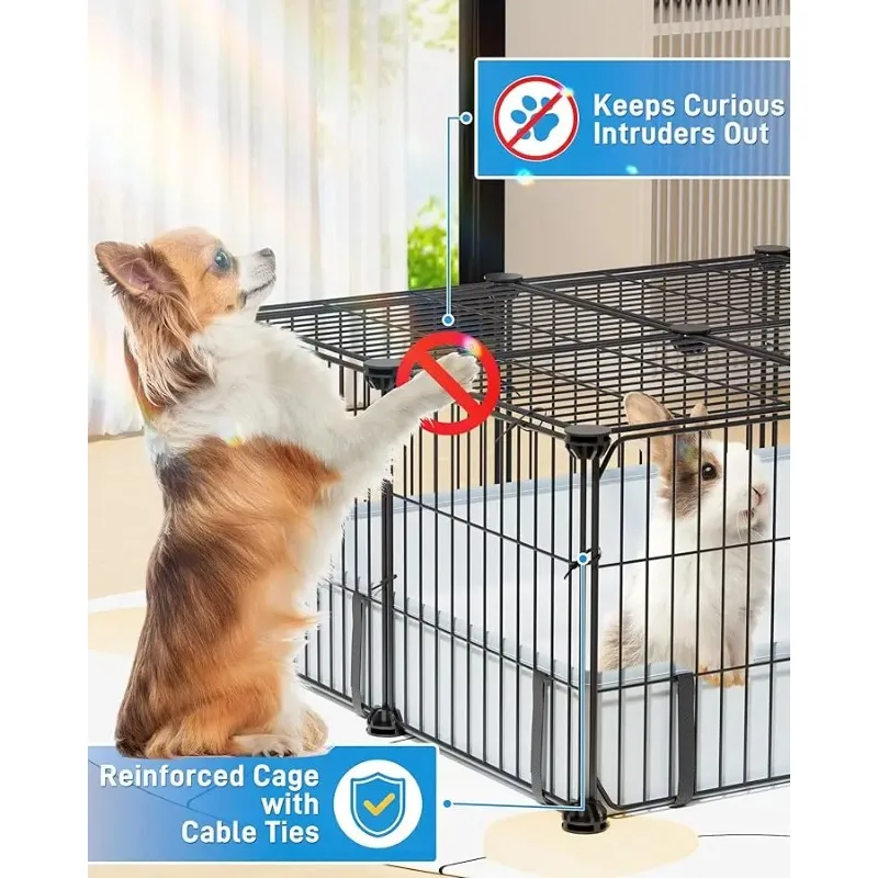 

Guinea Pig Cages with Floor Mat, 20 Panels Guinea Pigs Playpen with Top Co er, Metal Rabbit Cage Indoor for Hedgehogs, Quail, Ch