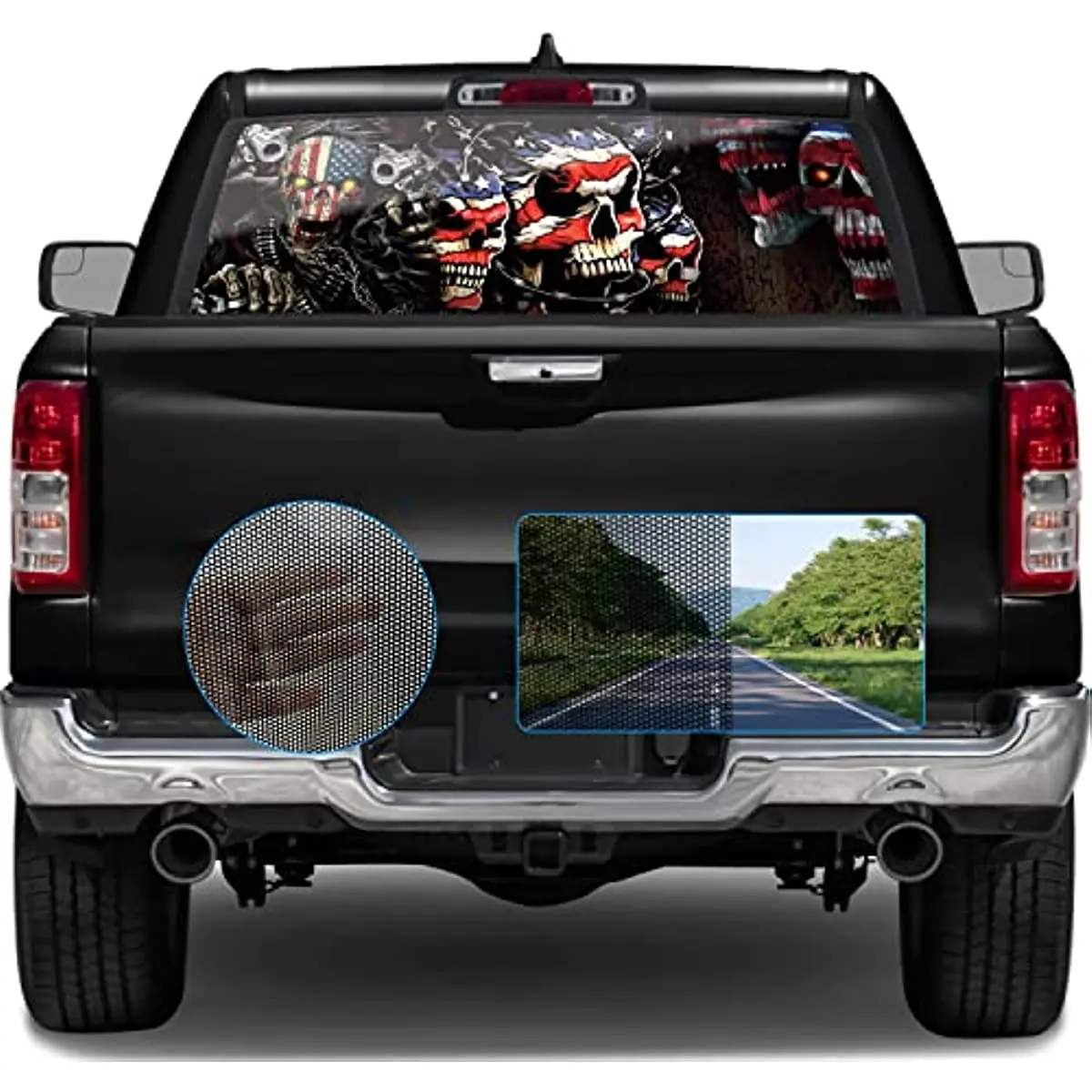 

WILDLAVIE Rear Window Perforated Sticker American Flag Skull Fit Most Pickup Trucks SUV Cars - American Flag Graphic Patriotic D