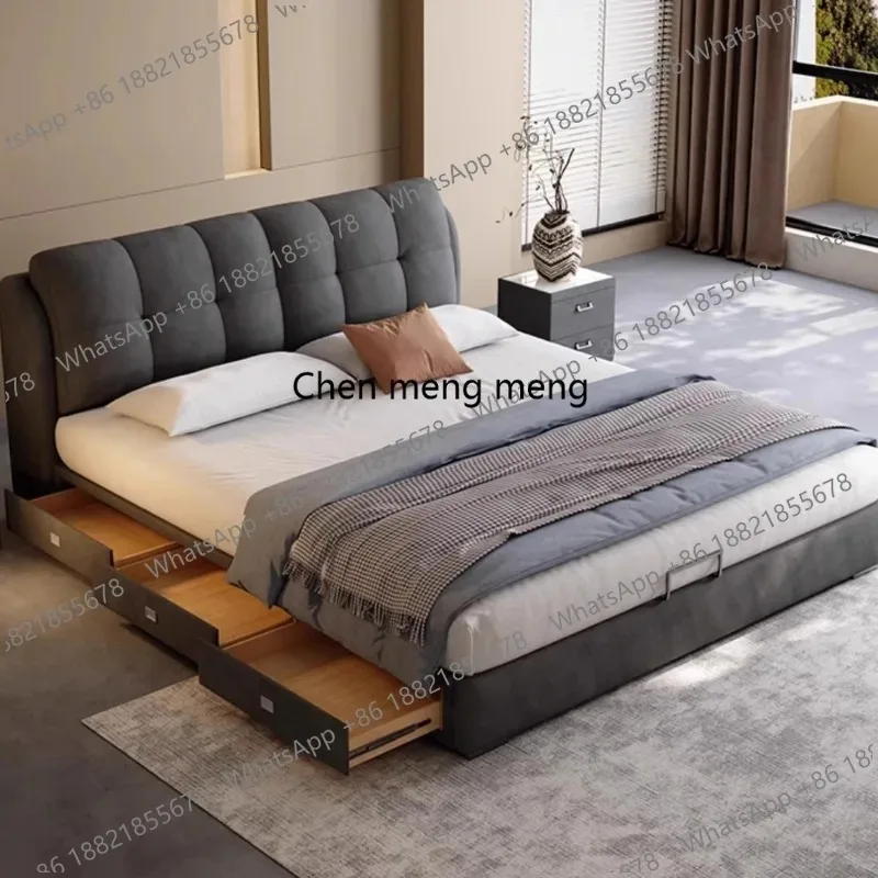 

F4567Frames Minimalist Bed Fancy Organizer Modern Cream Deluxe Bed Luxury Bedroom Lounge Camas De Dormitorio House Accessories