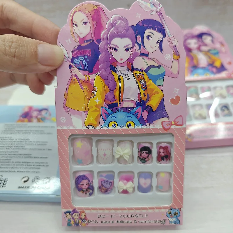 Girl Group Boutique Cartoon DIY Full Cover Wearable Nail Hot Kids Short Nail Stickers Toys Art Patches kids Birthday Gifts Toys view 5