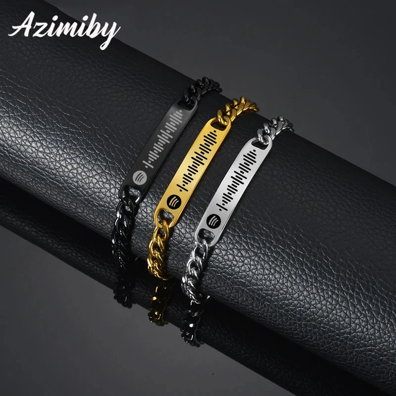 Azimiby Custom Code Bracelet Favorite Song Customized Song Name Singer Spotify Code Music Boyfriend Girlfriend Gifts Music Lover