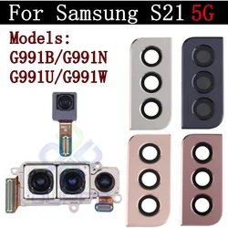 Back Camera Cover Lens For Samsung Galaxy S21 5G SM-G991 Telephoto + Wide + Main Front Rear Camera Module Flex Parts