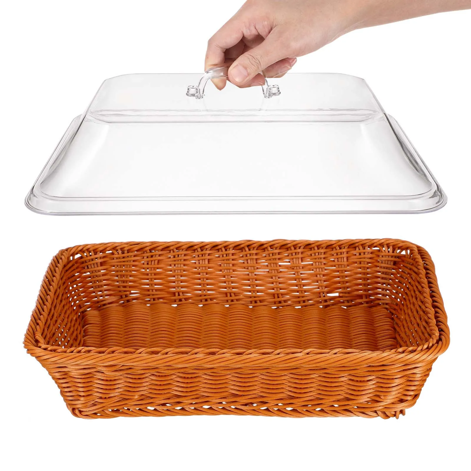 

Rustic Woven Basket with Lid Premium Quality Rattan Storage for Bread Vegetables Cookies Drinks Snacks Decorative Baskets